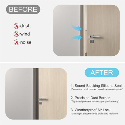 Heavy-Duty 20 ft x 2 in Weather Stripping, Door Draft Stopper Silicone Seal Strip for House and Glass Shower Doors for Collision and Side Gaps of Door and Windows, Black