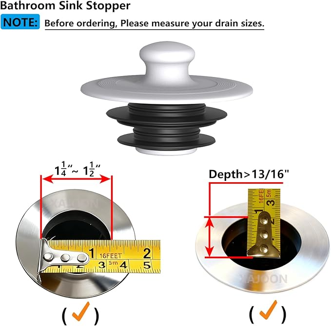 Bathtub Drain Stopper,Bathroom Sink Stopper，Drain Stopper, Sink Plug, Drain Plug, Silicone Stopper(1, Small+Large-Black)(Patented Design)