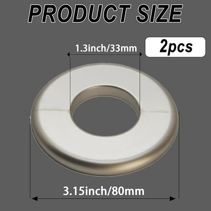 2 Pieces Wall Split Flange, Self-Adhesive Escutcheon Plate for 33mm/1.3" Dia Pipe, ABS Round Plumbing Cover Plates for Bathroom Kitchen Toilet Faucet, Gold
