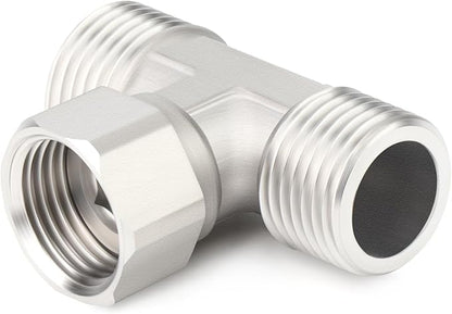 TAISHER 2PCS 304 Stainless Steel 3 Way Top Flexible Movable Tee Connector, 1/2" Male for Sprayer, Angled Valve, Shower Arm