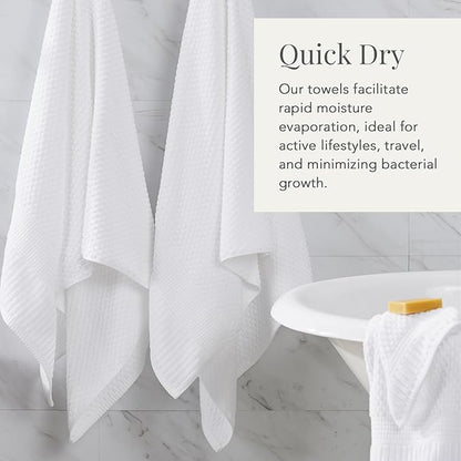 NY Loft 100% Cotton Bath Towel Set of 4 | White Towels | Oeko-TEX® Standard 100 | Soft & Absorbent, Quick-Dry Bath Towels | 30" x 52" | | Trinity Collection - White