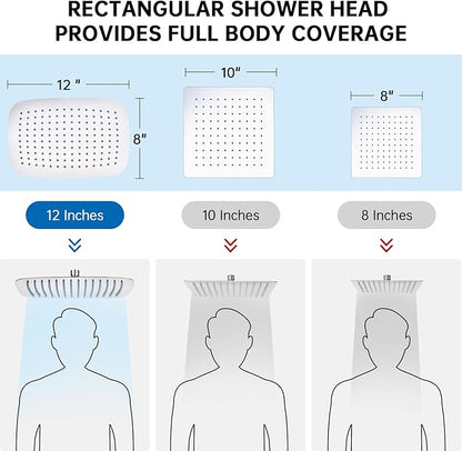 G-Promise All Metal 12 Inch Shower Head with Massage Mode Handheld, Rain Shower Head with Handheld Spray Combo, 3-Way Diverter with Pause Setting, 13 Inch Adjustable Extension Arm (Polished Chrome)