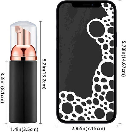 2 Oz Empty Foam Pump Bottle (12PCS) Travel Foaming Soap Dispenser for Hand Soap, Lash Shampoo Cleanser (Black&Rose Gold)