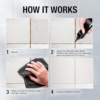 GlassGuard Miracle Stain Removal Gel Pack of 2 — Thick Gel Cleaner for Grout, Bathroom, Kitchen and Floor Tiles, Glass, Silicone, Caulk & More — 300 mL (10 oz) x 2