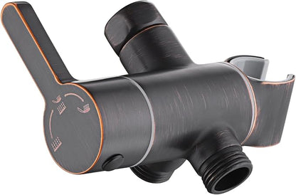 3 Way Shower Diverter Valve with Hand Shower Holder, G1/2 Shower Head Splitter, Shower Arm Diverter, Bathroom Universal Shower System Replacement Part (Oil Rubbed Bronze)