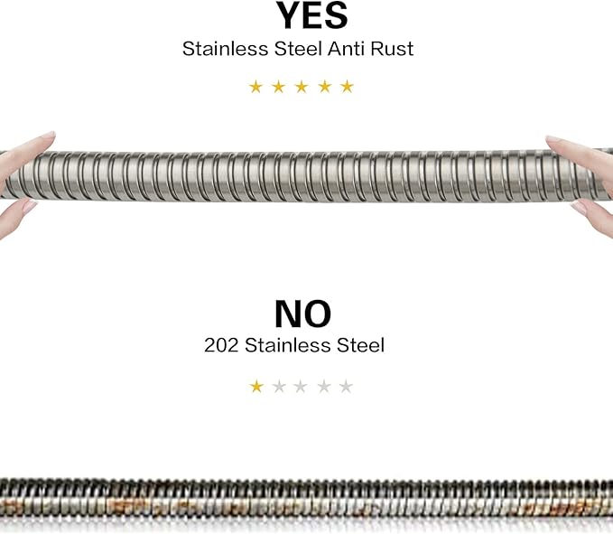 RUMOSE 118 inches Shower Hose Shower Head Extension Tube Extra Long Stainless Steel Shower Hose Attachment Flexible Handheld Shower Sprayer Hose, Brushed Nickel