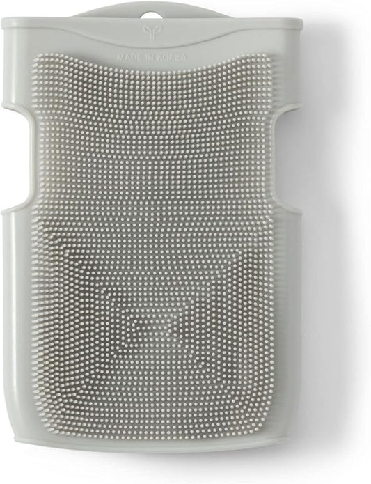 Innobaby Double Sided Silicone Massage Mitt Bath Scrubber Shower Brush & Scalp Massager/Gray