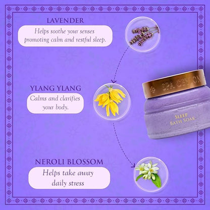 Spa Ceylon Sleep Bath Soak | Sleep Blend with Lavender, Patchouli & Ylang Ylang | Naturals Therapy for Relaxation & Wellness | 200g