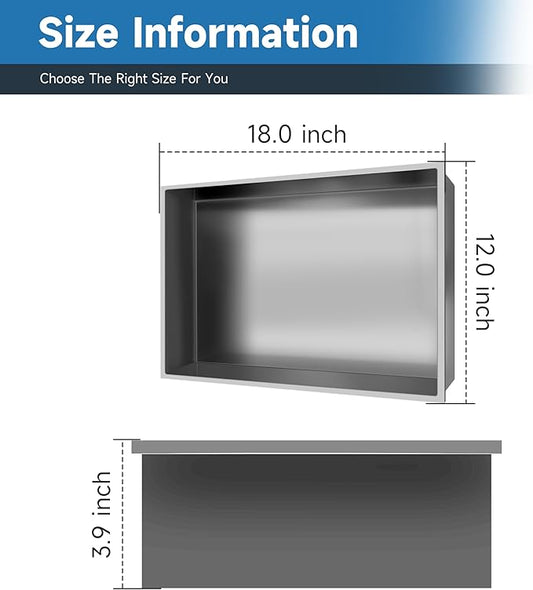18" X 12" Shower Niche Insert Tile Ready, Niche for Shower Wall, Stainless Steel Recessed Shelf No Tile Needed for Bathroom Storage, Brushed Nickel
