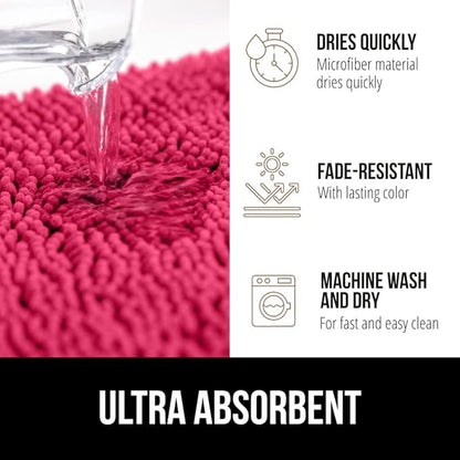 GORILLA GRIP Bath Rug Mat 60x24, Thick Soft Absorbent Chenille, Quick Dry Microfiber Mats, Rubber Backing Washable Shower Floor Rugs, Bathmat Runner, US Designed Bathroom Home Decor Accessories Hunter