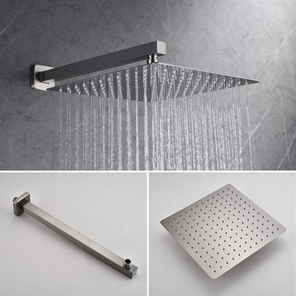 Iriber Thermostatic Shower System Wall Mount with 12 Inch Rainfall Shower Head and Handheld Bathroom Shower Set Contain Shower Faucet Mixer Valve Trim Kit (Valve Included),Brushed Nickel