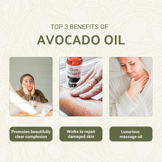 Avocado Oil - Direct from EIR Oils Farm in Spain - 100% Pure Carrier Oil for Hair, Face, and Skin - Hand-Picked, Cold-Pressed Carrier Oil - (4Gallons)