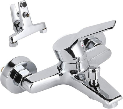 GLOGLOW G1/2in Thread Copper Shower Faucet, Wall Mounted Triple Mixer Tap with Single Lever Design, Electroplated Mirror Surface for Bathroom Bathtub