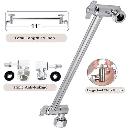 HarJue High Pressure Shower Head with 11 IN Adjustable Arm, Rainfall with Shower Arm-Make Water Flow Down Vertically for Better Bathing Experience(5 In, Chrome)