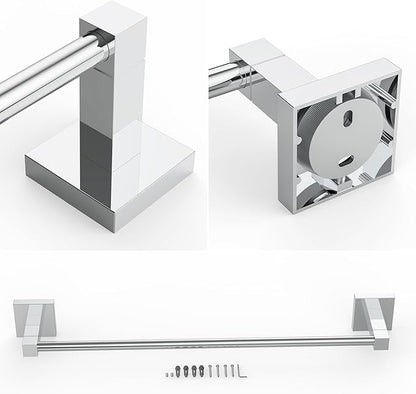 RUACQ Towel Bar 18inch, Towel Racks for Bathroom, 304 Stainless Steel Towel Holder Wall Mounted, Heavy Duty Bathroom Decor Towel Rod (Chrome)