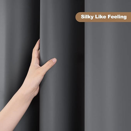 UFRIDAY Dark Grey Stall Shower Curtain Liner Premium PEVA 48 x78 inch,Heavy Duty Shower Curtain with 2 Weighted Magnets, Plastic Waterproof Grey Shower Curtains for Bathroom with 8 Hooks