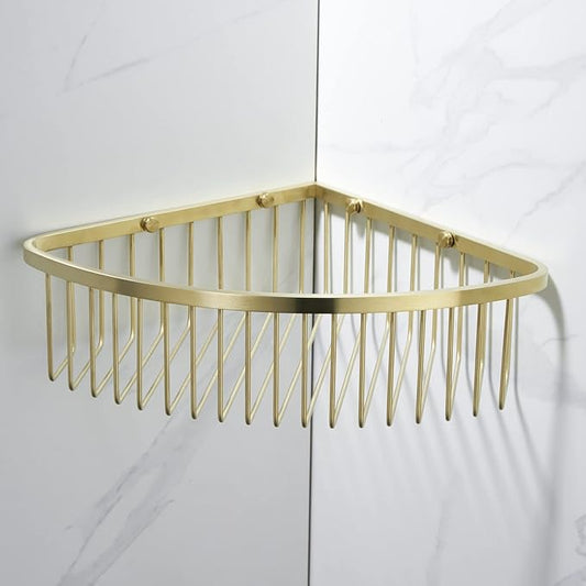 Corner Shower Caddy Organizer, SUS304 Stainless Steel Heavy Duty Rust-Proof Shelf Organizer, Wall Mounted Storage Rack for Bathroom Kitchen, Brushed Gold
