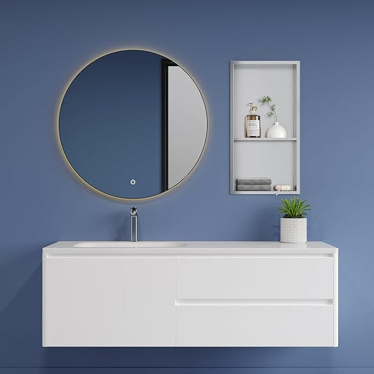 Neodrain No Tile Shower Niche, Brushed Stainless Steel Bathroom Shelf 24" X 12", Two-Tier Stainless Cubby, Bathroom Niche Cubby for Storage, No Tile Needed Recessed
