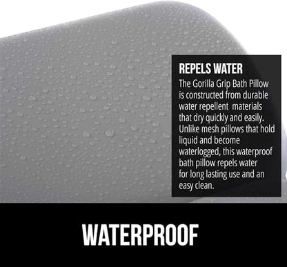 GORILLA GRIP Bath Pillow for Tub, Improved Suction Cups, Luxury Bathtub Pillows, Headrest for Neck and Back Support, Relaxing Home Spa, Hot Tubs and Bathroom Essentials, Gifts for Women, 2 Panel Gray