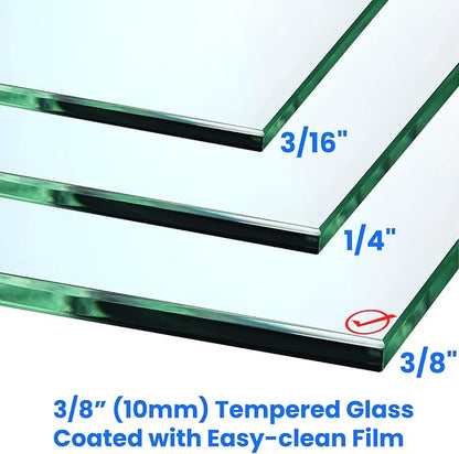 30" W x 76" H Frameless Shower Screen, Fixed Glass Panel for Walk-In Shower, 3/8" Tempered Glass, Grid Pattern Design