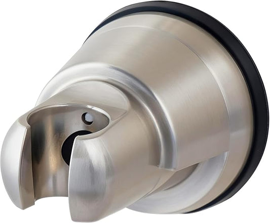 Hibbent Vacuum Suction Cup Shower Head Holder, Removable Shower Head Bracket, Height Adjustable Wall Mount ABS Plastic Suction Holder for Handheld Showerhead, Brushed Nickel