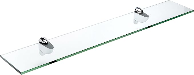 Spancraft Glass H-4.75x21-Chrome Heron Glass Shelf, Chrome, 4.75" x 21"