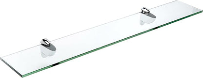 Spancraft Glass H-4.75x21-Chrome Heron Glass Shelf, Chrome, 4.75" x 21"
