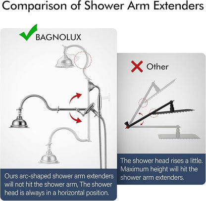 Bagnolux Solid Brass 6" High Pressure Rain Shower Head Combo with 21" Extension Arm, Rainfall Showerhead 3.3" Handheld Water Spray - Adjustable Dual Showerhead with 71" Shower Hose, Brushed Nickel