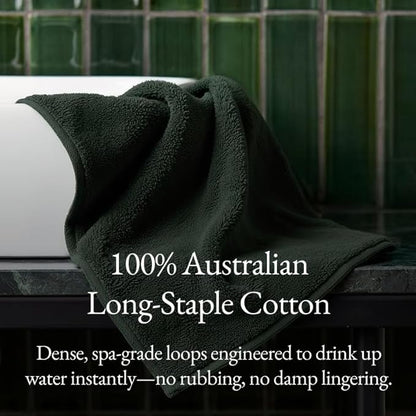 Italic Ultraplush 100% Australian Cotton Washcloths - Set of 2 Luxury Plush Face Wash Cloths, Soft and Absorbent 800 GSM for Bathroom, Spa, Gym, Face and Body (Deep Forest)