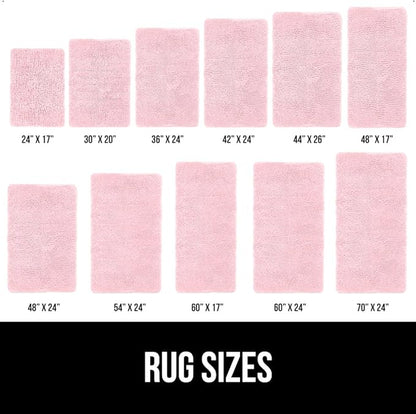 GORILLA GRIP Bath Rug Mat 44x26, Soft Absorbent Chenille, Quick Dry Microfiber Mats, Rubber Backing Washable Shower Floor Rugs, Bathmat Runner, US Designed Bathroom Home Decor Accessories Light Pink