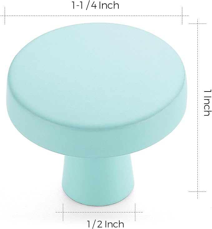 Ravinte 10 Pack Drawer Pulls 1-1/4 Inch Green Kitchen Cabinet Knobs Solid Round Dresser Handles for Simple Cupboard Hardware