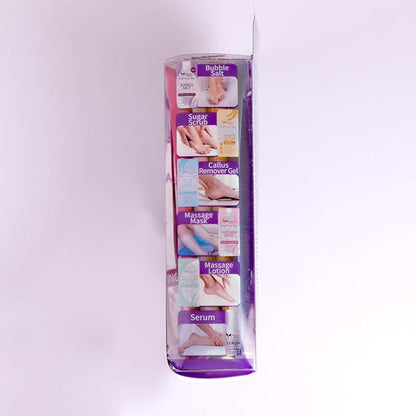 Pedicure Foot Soak Set - Upgraded 6 in 1 Foot Spa, Foot Bath Spa, Pedicure Kit for Tired & Dry Cracked Feet, Athletes Feet, Bad Odor, Softens Calluses (3 Set Lavender)