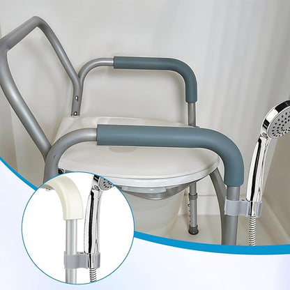 2 PCS Shower Head Holder for Shower Chair, Bath Seat Shower Bracket Attachment Tube Clamp Bracket for Inside Shower Bath Chair Tub Transfer Bench Shower Aids Accessories for Elderly Disabled Users