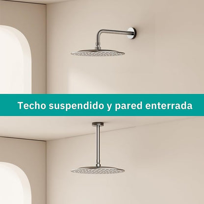 All Metal Rain Shower Head - Heavy Duty Stainless Steel, Easy Install, High Water Flow, Ultra-Thin Modern Design for Bathroom (Brushed Nickel, 10）BNW0088