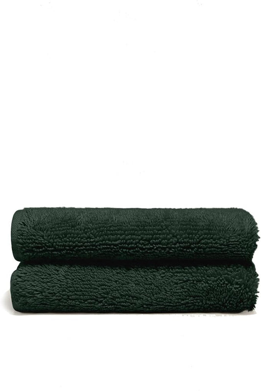 Italic Ultraplush 100% Australian Cotton Washcloths - Set of 2 Luxury Plush Face Wash Cloths, Soft and Absorbent 800 GSM for Bathroom, Spa, Gym, Face and Body (Deep Forest)