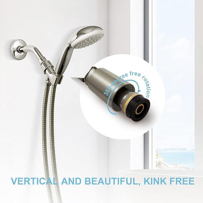 OFFO Shower Hose, 120 in Brushed Nickel Kink Free Stainless Steel Shower Hose Attachment Electroplating Handheld Head Flex Hoses Extension with Brass Insert & Nut for Pet Bathing Cleaning