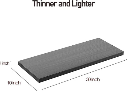 Wall Shelf Set of 3,Dark Wood Floating Shelves 30 in W x 10 in D x 1 in H, Wooden Floating Wall Shelf with Invisible Brackets for Living Room/Bedroom/Bathroom/Kitchen Storage and Decor