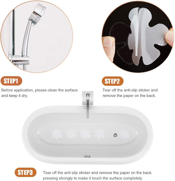 Original 36PCS Transparent Bathtub Stickers Non-Slip, Safety Shower Treads Adhesive Appliques with Premium Scraper