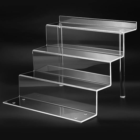 12 Inch Acrylic Shelf for Perfume Organizer, 4 Tier Funko POP Shelves, Cologne Organizer Tiered Riser Display Stand, Acrylic Display for Decoration