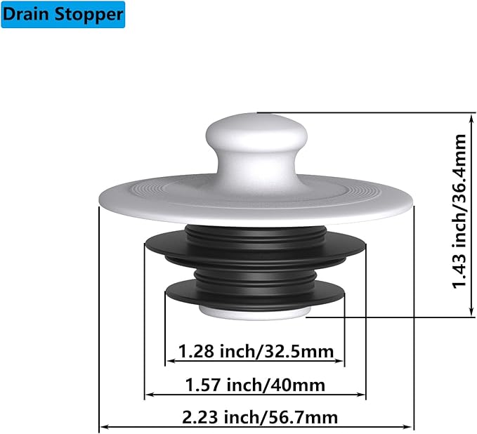 Bathtub Drain Stopper,Bathroom Sink Stopper，Drain Stopper, Sink Plug, Drain Plug, Silicone Stopper(1, Small+Large-Black)(Patented Design)