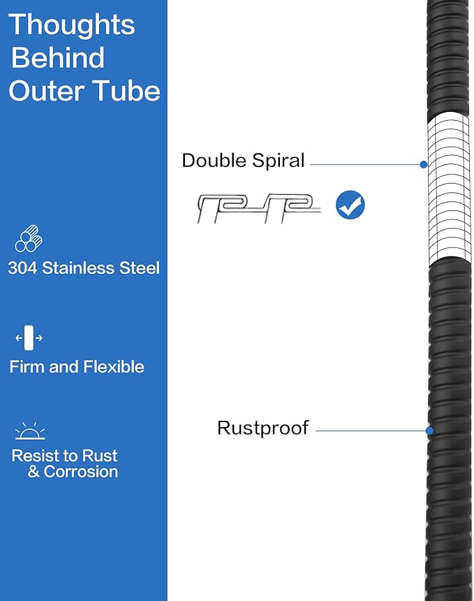 RUMOSE 98 inches Shower Hose Shower Head Extension Hose Extra Long Stainless Steel Shower Tube Attachment Flexible Handheld Shower Sprayer Hose, Matte Black