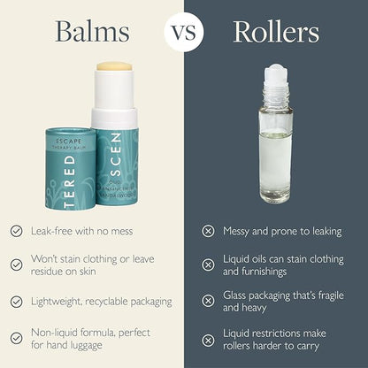 Scentered Aromatherapy Balm Stick - Escape - Natural Calm Essential Oil Roll On - Meditation Aid for Relaxation & Self-Care - Frankincense, Oud, Sandalwood - Self-Care Stocking Stuffers for Women