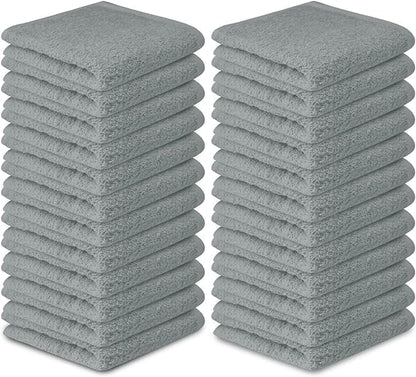 Softolle 100% Cotton Washcloths 60 Pack (12x12 Inches) Soft, Highly Absorbent Washcloth, Face Towels, Wash Cloths for Face, Ring Spun, Bulk Pack (Silver Grey)