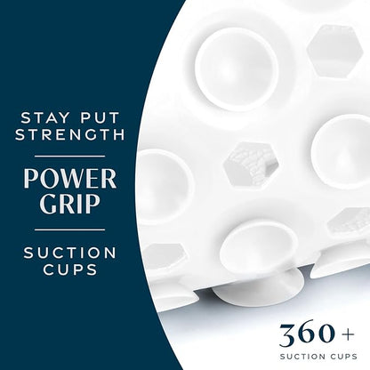 SlipX Solutions Power Grip Bathtub Safety Mat | Precision Grip Technology for Longer, Stronger, & Softer Wet Surface Protection | Solid White 39"x16"