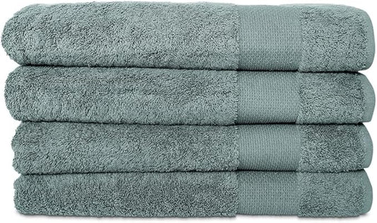 Hencely Premium Bath Towel Set of 4-28x58 Inches - High Absorbency, Quick Drying - 100% Soft Turkish Cotton Towels - Ideal for Home, Bathroom, Hotel, Spa, and Gym - Dark Green