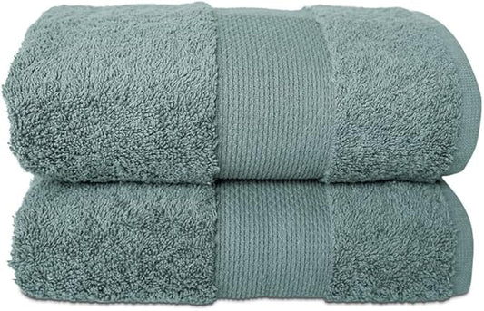 Hencely Luxury Hand Towel - Set of 2 (16x28 Inches) - Soft Turkish Cotton, Absorbent, Quick-Drying Face, Body, Kitchen, and Bathroom Towel (Hand Towels 2 Pack, Dark Green)