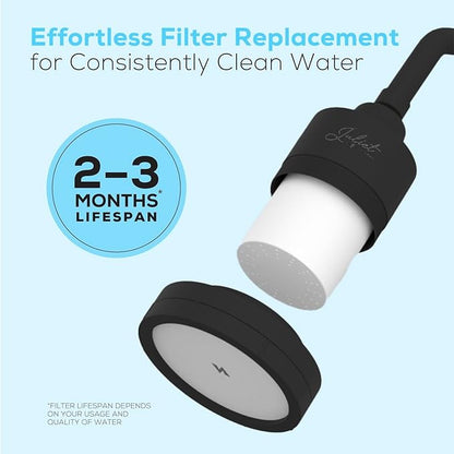 THE JULIET FILTERED SHOWER HEAD - Luxury High Pressure Shower Head with Filters - Removes Impurities for Healthier Hair and Skin - Reduces Hair Breakage, Skin Dryness & Irritation (Matte Black)