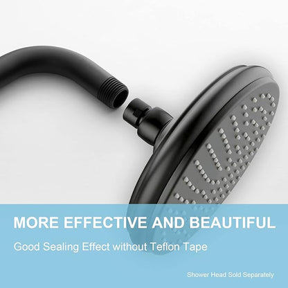 OFFO Shower Arm with Flange, 24 in Wall Mount Replacement Angle Shower Head Arm Wall-Mounted For Fixed Shower Head & Handheld Showerhead, Matte Black