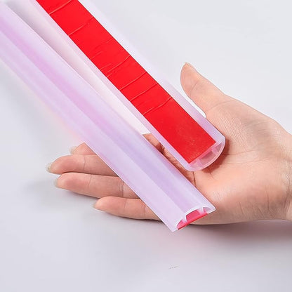 Bathroom Foldable Block water Stopper sealing strip shower threshold dam Self-adhesive silicone shower barrier (96 Inch-Transparent)