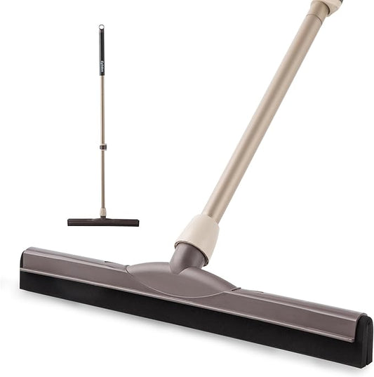 Eyliden 17" Floor Squeegee, Scratch-Free Water Removal EVA Broom | Dual-Layer Gentle Blade, 54.3" Telescopic Handle, Floor-Safe Water Sweeper for Hardwood Tile Shower Glass, Wet Weather Floor Tools